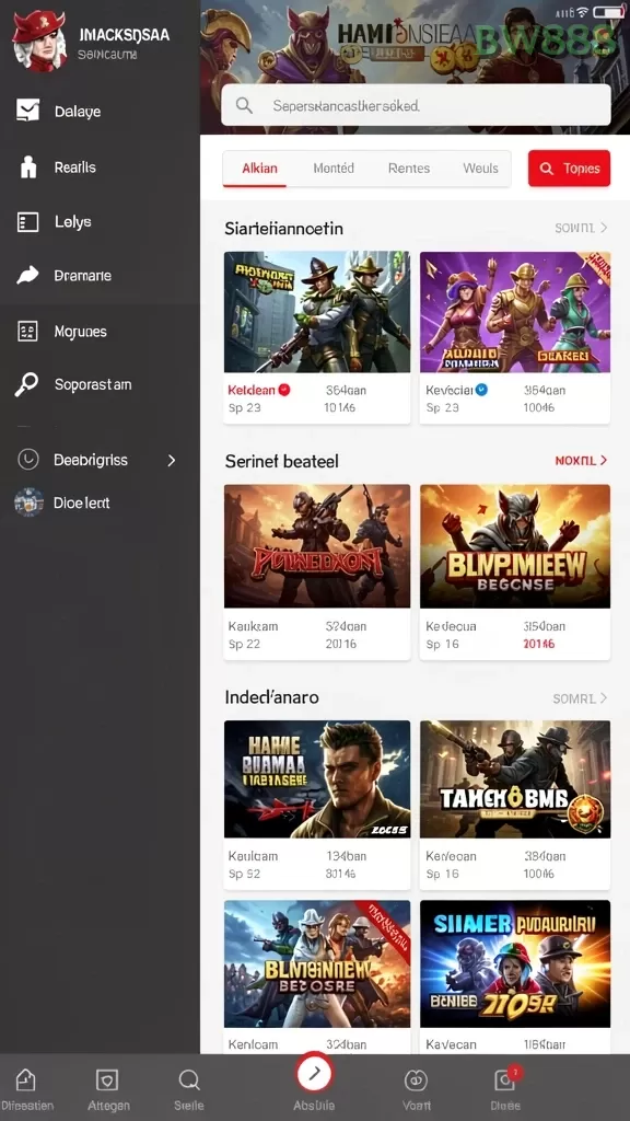 Cuplikan layar ZZK — menu navigasi