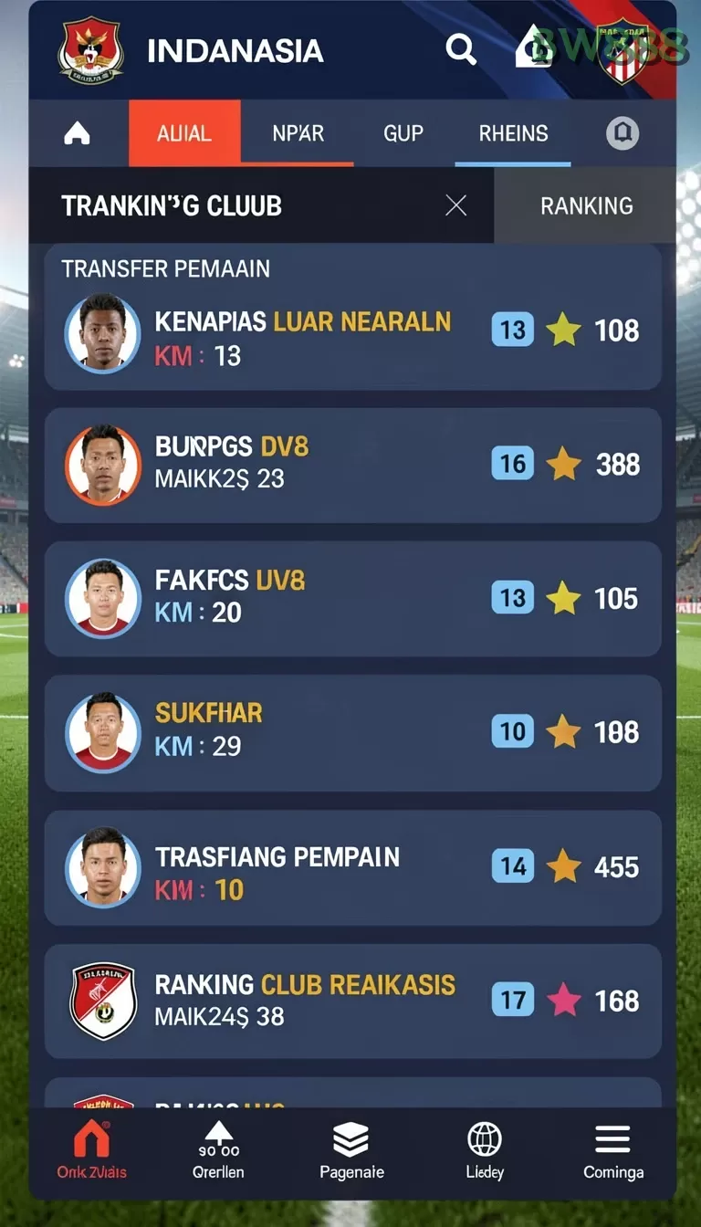Cuplikan layar BIWIN — menu navigasi